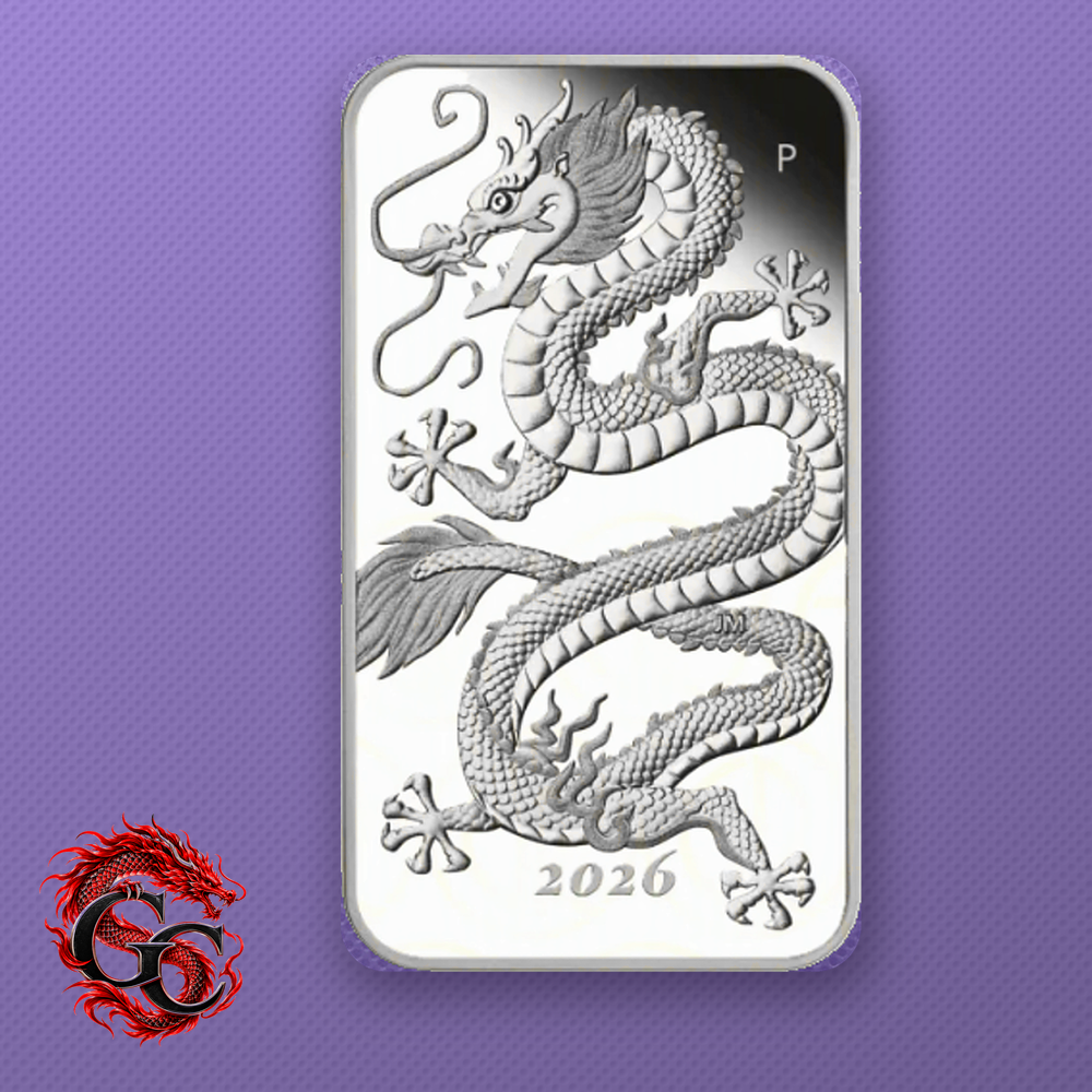 2026-P Australia Dragon $1 1 oz .9999 Silver Proof Rectangular Box & COA