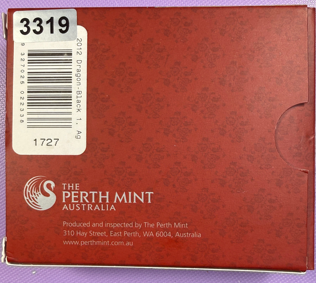 2012 Perth Mint Black Dragon 1 oz Silver Coin – Berlin World Money Fair – Box & COA