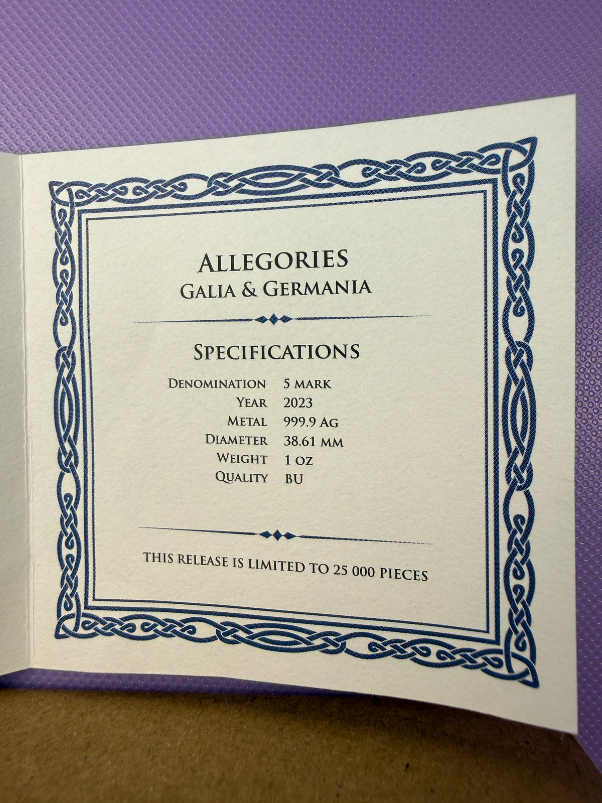2023 Germania Allegories Galia & Germania BU Coin with Certificate of Authenticity