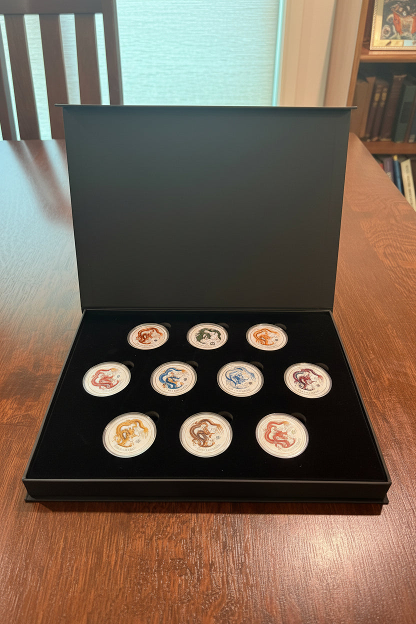 Dragon Display Box for 10 x 2012 Series II Perth Mnt Yr of the Dragon 1 oz Colorized Silver Coins