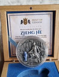 2021 Niue Zheng He Famous Explorers 2 oz Silver Antiqued Coin w/ Box & COA