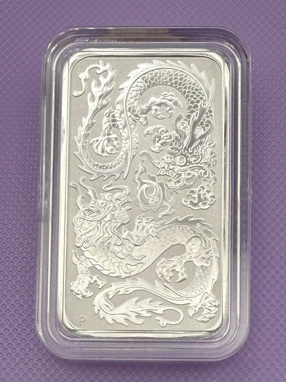 2020 Perth Mint Lunar Dragon 1 oz .9999 Silver Bar from Tube