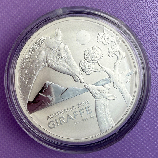 2024 Australia Zoo Giraffe 1 oz Silver Coin RAM BU
