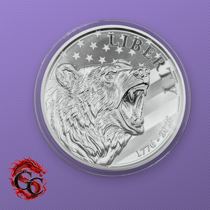 2026 Sunshine Mint America 250th American Bear 10 oz .999 Silver Round
