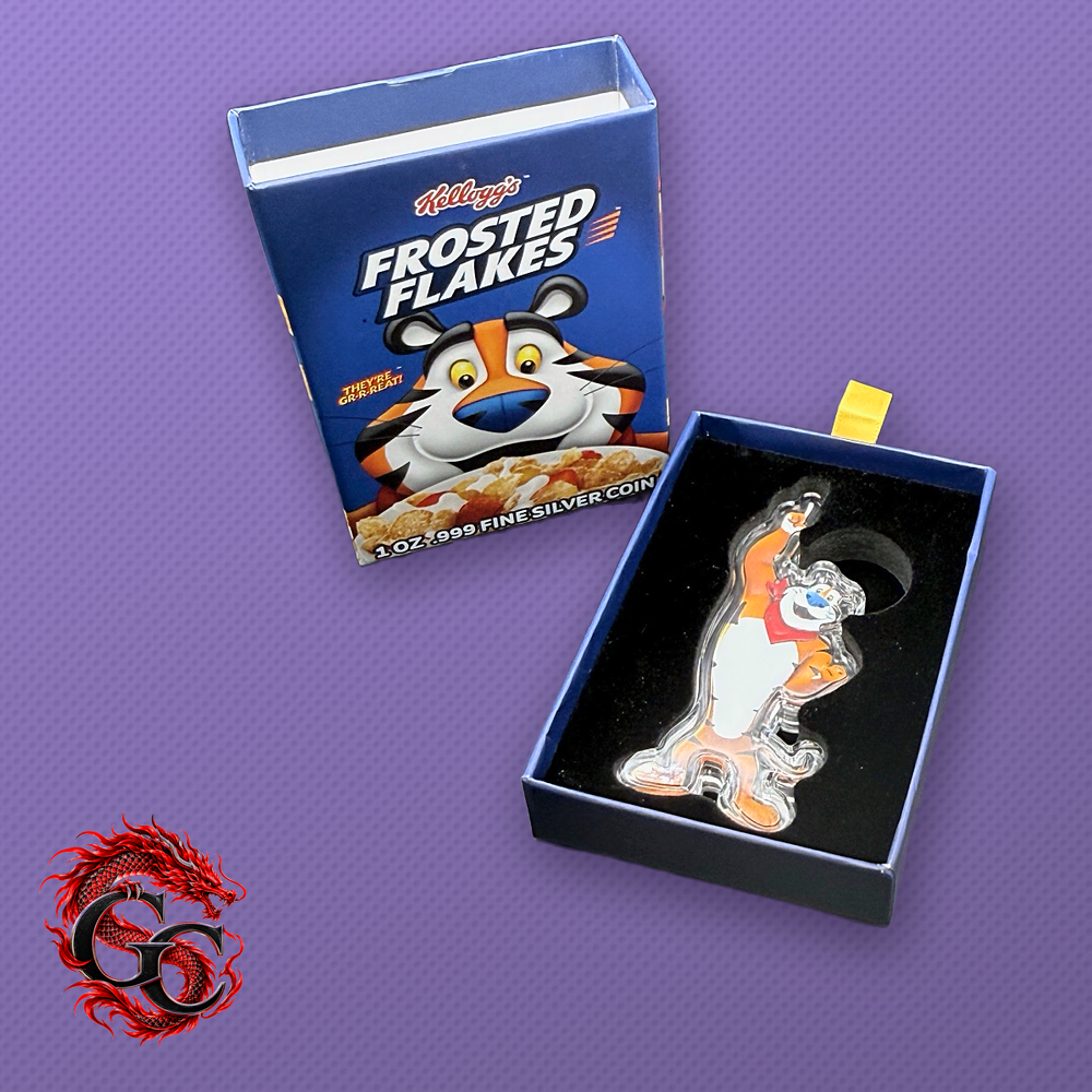 2024 Tony the Tiger Frosted Flakes 1 oz .999 Silver Colorized Shaped Coin