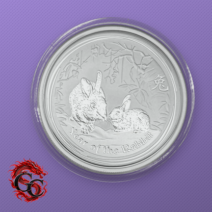 2011 Lunar Series II Year of the Rabbit 1/2 oz Silver - Reverse in Capsule