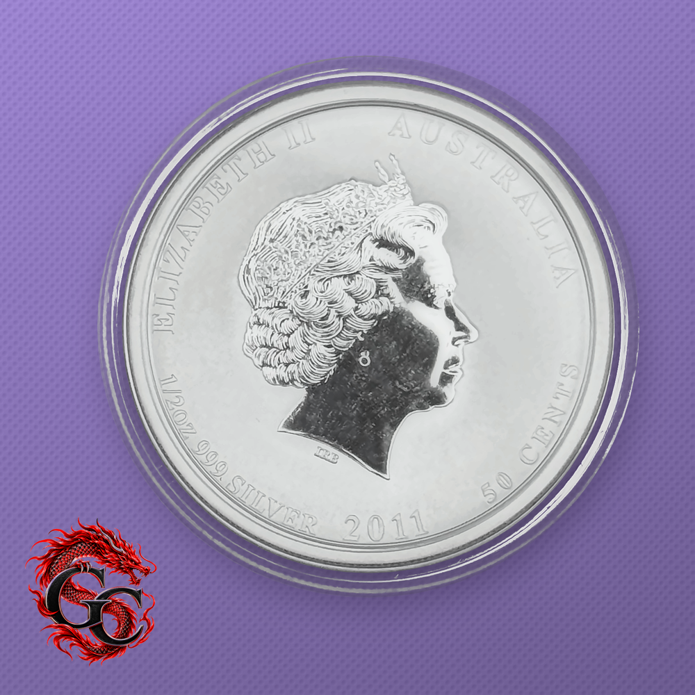2011 Lunar Series II Year of the Rabbit 1/2 oz Silver - Obverse in Capsule