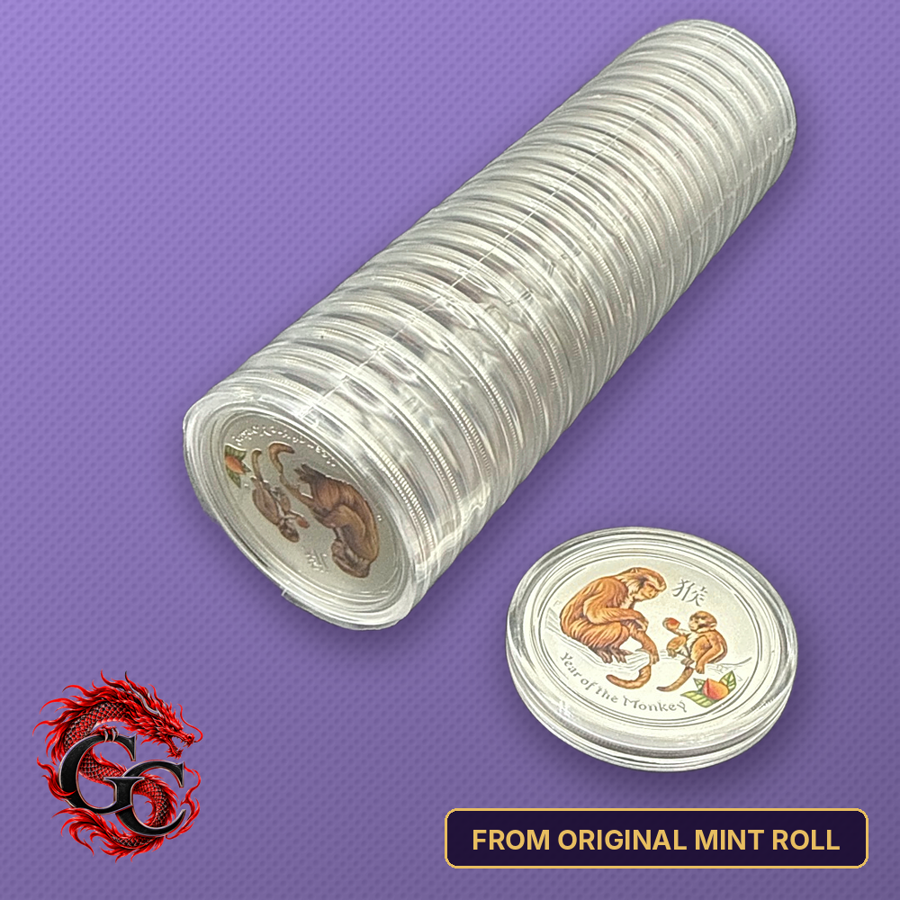 2016 Lunar Series II Year of the Monkey 1/2 oz Silver Colorized - From Original Mint Roll