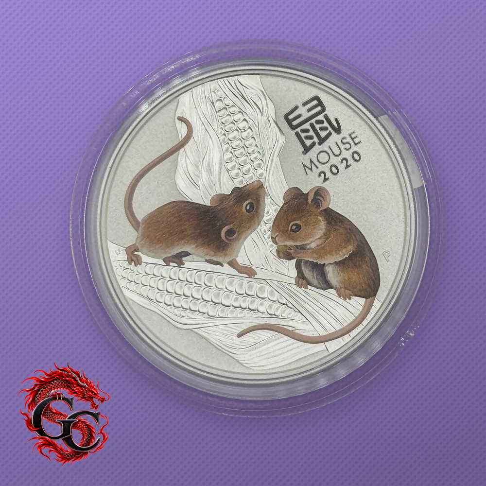 2020 Lunar Series III Year of the Mouse 2 oz Silver Colorized - In Capsule