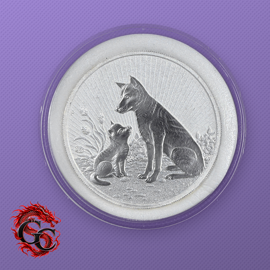 2022-P Australia Mother & Baby Dingo 2 oz .9999 Silver BU