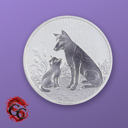 2022-P Australia Mother & Baby Dingo 2 oz .9999 Silver BU