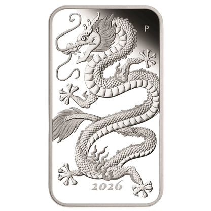 2026-P Australia Dragon $1 1 oz .9999 Silver Proof Rectangular Box & COA