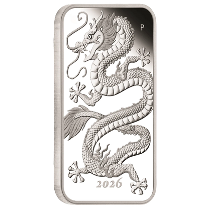 2026-P Australia Dragon $1 1 oz .9999 Silver Proof Rectangular Box & COA
