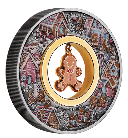 2026-P Australia Gingerbread Christmas 2 oz Silver Antiqued Colorized Coin