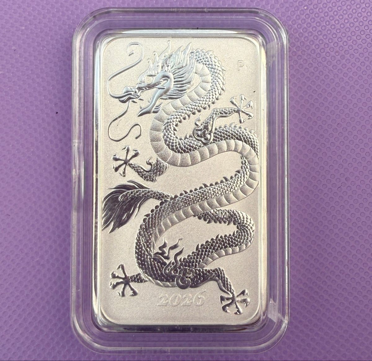 2026 Perth Mint Dragon 1 oz Silver Bar from Roll in Ultra Fit Capsule