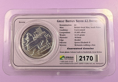 2001 Great Britain Britannia 1 oz Silver £2 Coin BU in Littleton Showpak (Copy)