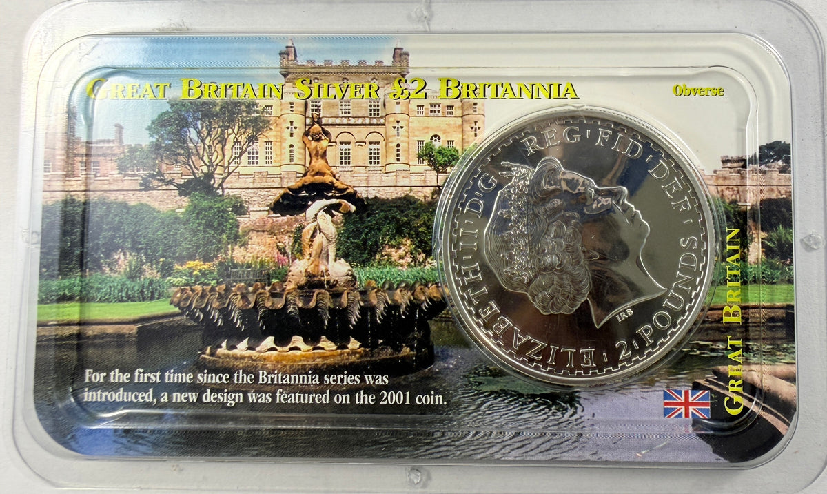 2001 Great Britain Britannia 1 oz Silver £2 Coin BU in Littleton Showpak (Copy)