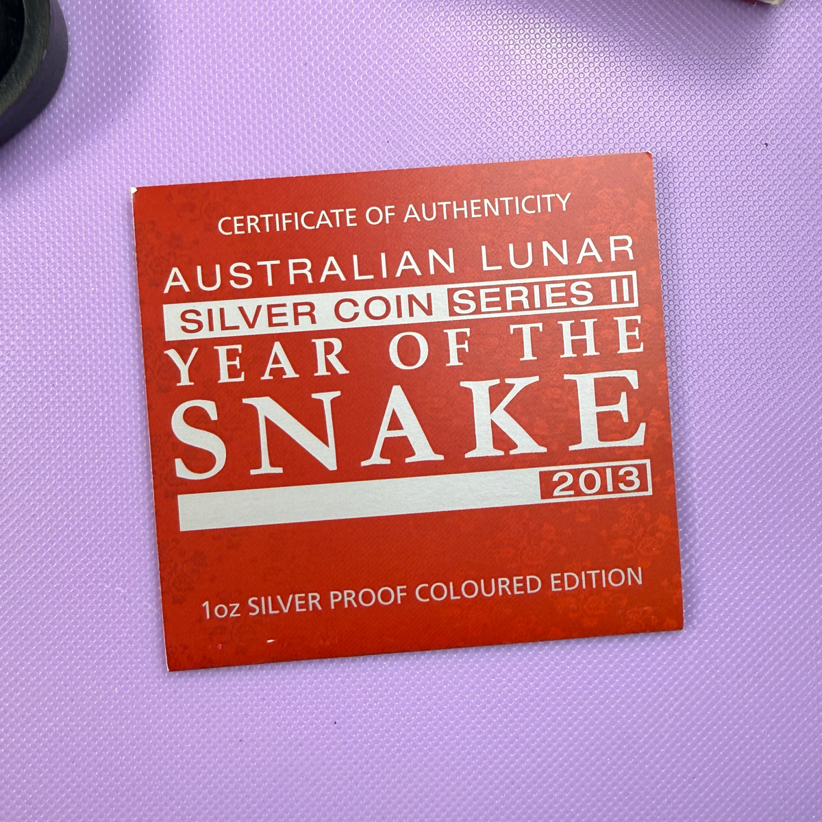 2013 Perth Mint Year of the Snake 1 oz Silver Colorized Proof – Box & COA
