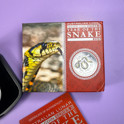 2013 Perth Mint Year of the Snake 1 oz Silver Colorized Proof – Box & COA
