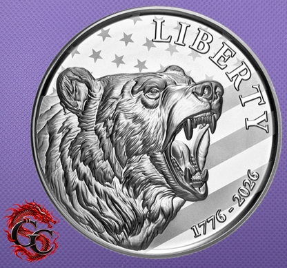 2026 Sunshine Mint America 250th American Bear 10 oz .999 Silver Round