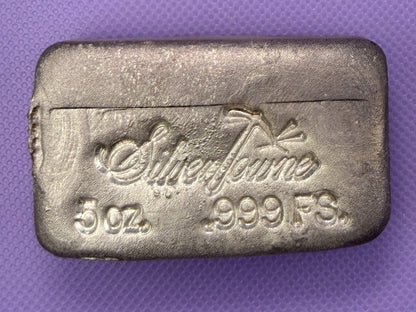 Vintage SilverTowne 5 oz Poured Silver Bar – .999 Fine Silver