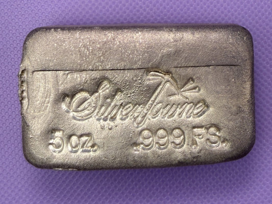 Vintage SilverTowne 5 oz Poured Silver Bar – .999 Fine Silver