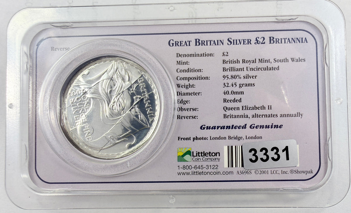 2003 Great Britain Britannia 1 oz Silver £2 Coin BU Littleton Coin Company (Copy) (Copy) (Copy)