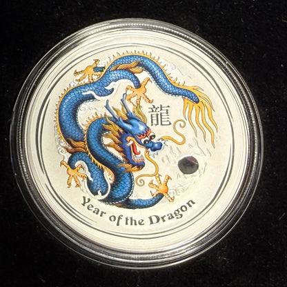 2012 Perth Mint Blue Dragon 1 oz Silver Coin – ANDA Sydney – Box & COA