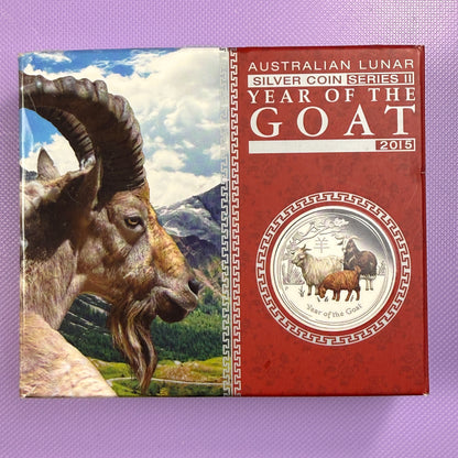 2015 Perth Mint Year of the Goat 1/2 oz Silver Colorized Proof – Box & COA
