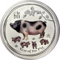 2019 Australia Lunar Year of the Pig Colorized 5 oz Silver Coin BU