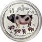 2019 Australia Lunar Year of the Pig Colorized 1 oz Silver Coin BU
