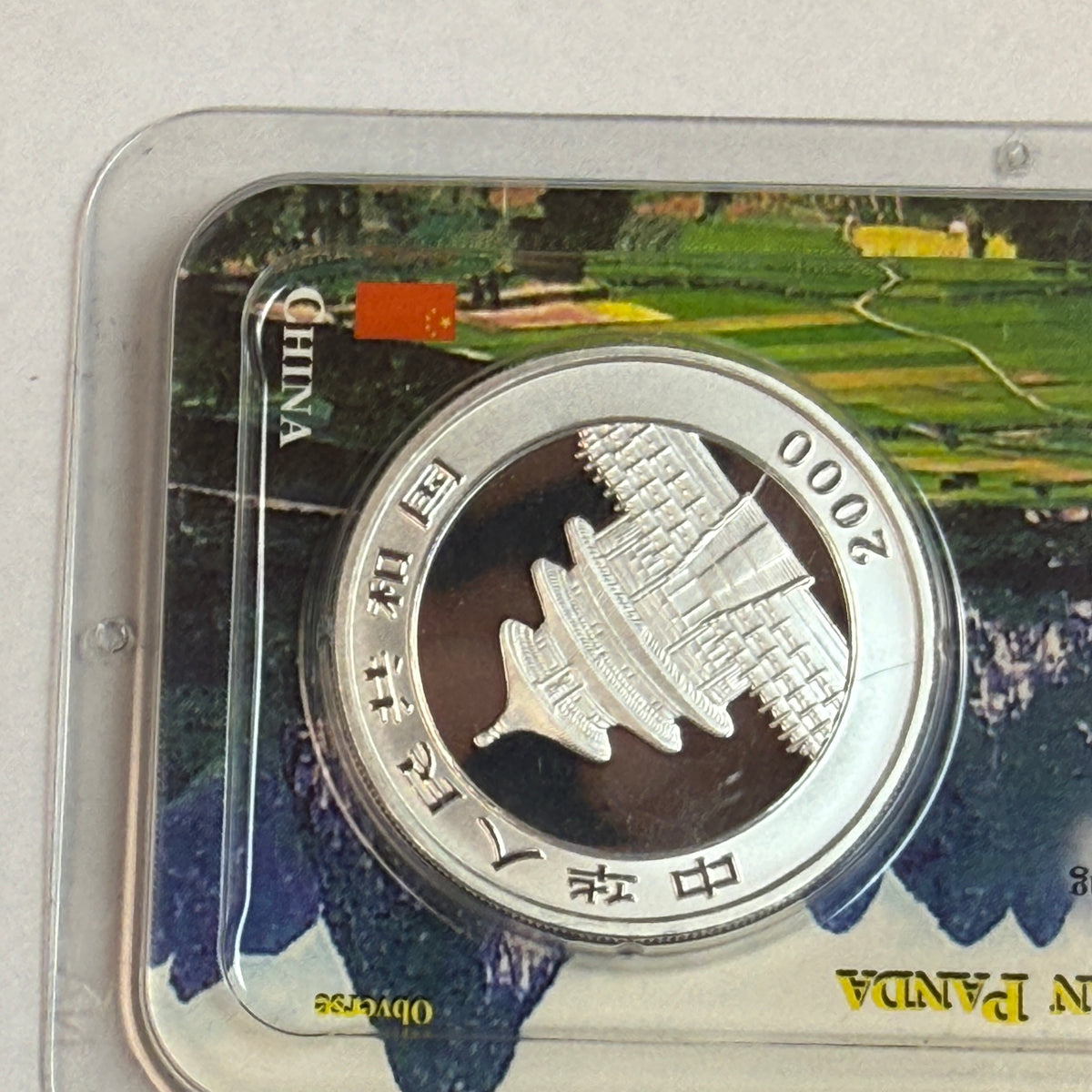 2000 China Silver Panda 10 Yuan 1 oz .999 Silver Coin Littleton Co. Showpak