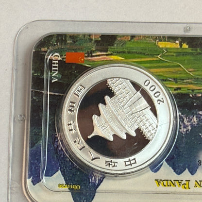 2000 China Silver Panda 10 Yuan 1 oz .999 Silver Coin Littleton Co. Showpak
