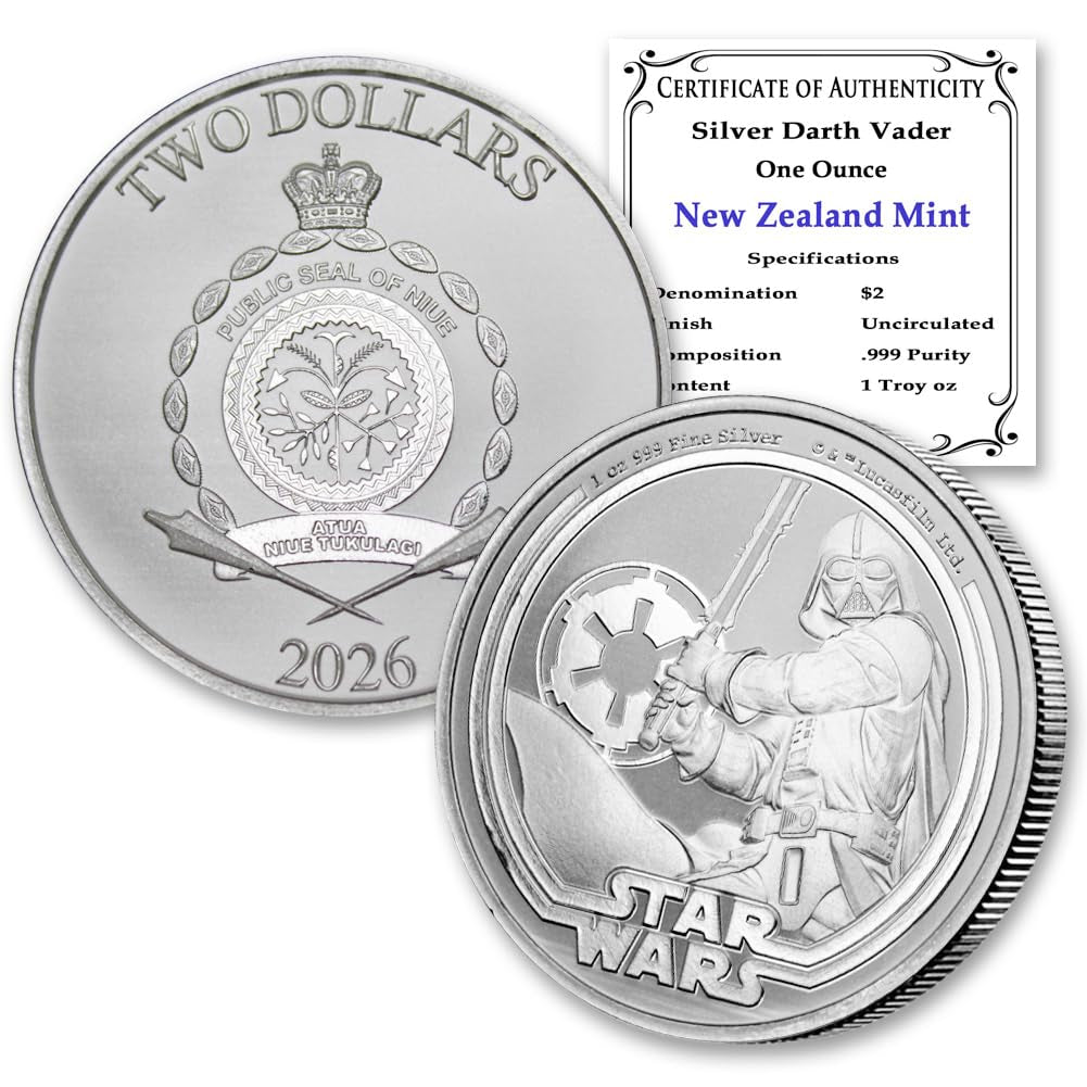 2026-1 Oz Niue Silver Star Wars Darth Vader Coin $2 Seller BU | Brilliant Uncirculated with Certificate of Authenticity