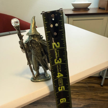 Vintage 1978 Perth Pewter Superior Models Wizard Figurine w/ Crystal Staff & Sword