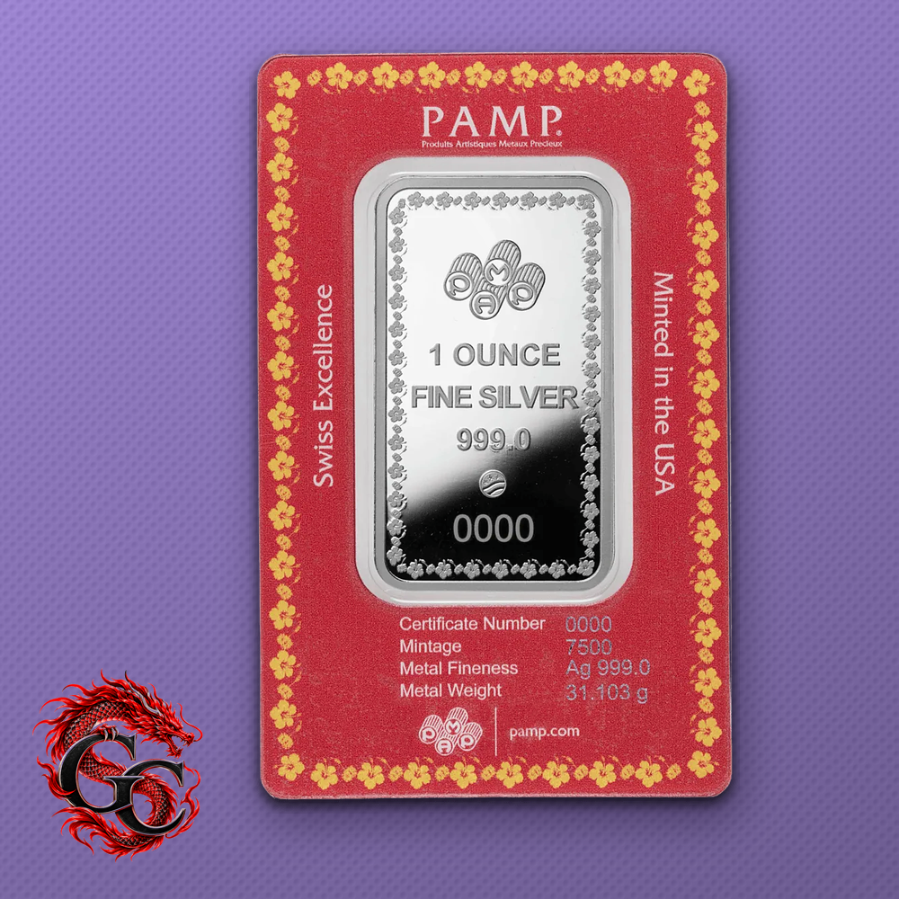 2026 PAMP Suisse Diwali Lakshmi & Sacred Cow 1 oz .999 Silver Bar in Assay