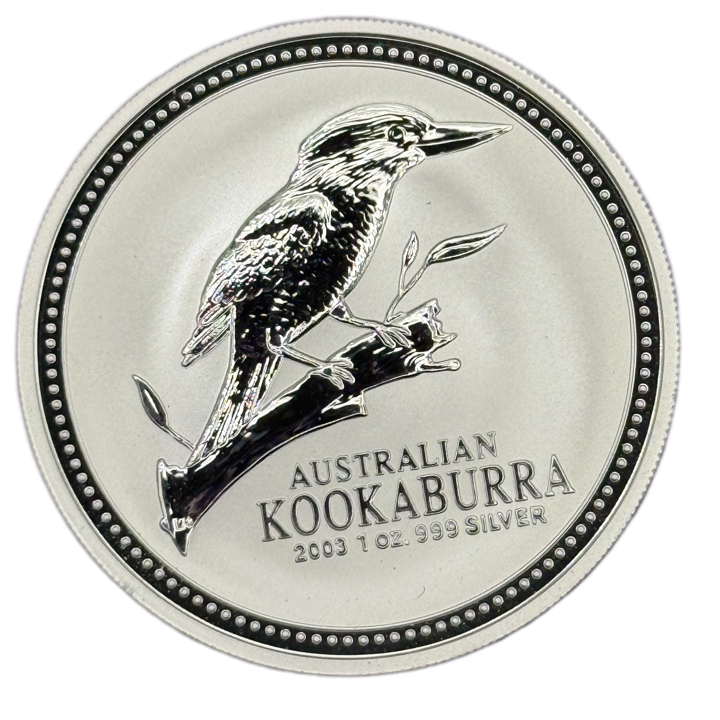 Moneda de plata Kookaburra de Australia de 2003 de 1 oz de plata fina .999