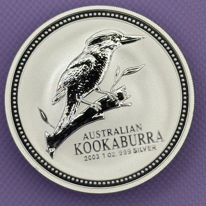 Moneda de plata Kookaburra de Australia de 2003 de 1 oz de plata fina .999