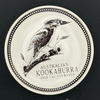 Moneda de plata Kookaburra de Australia de 2003 de 1 oz de plata fina .999