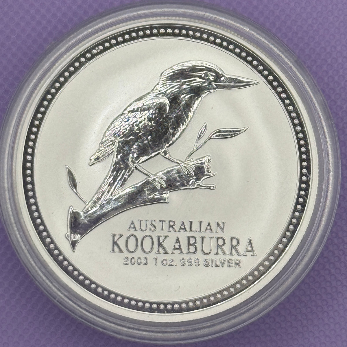 Moneda de plata Kookaburra de Australia de 2003 de 1 oz de plata fina .999