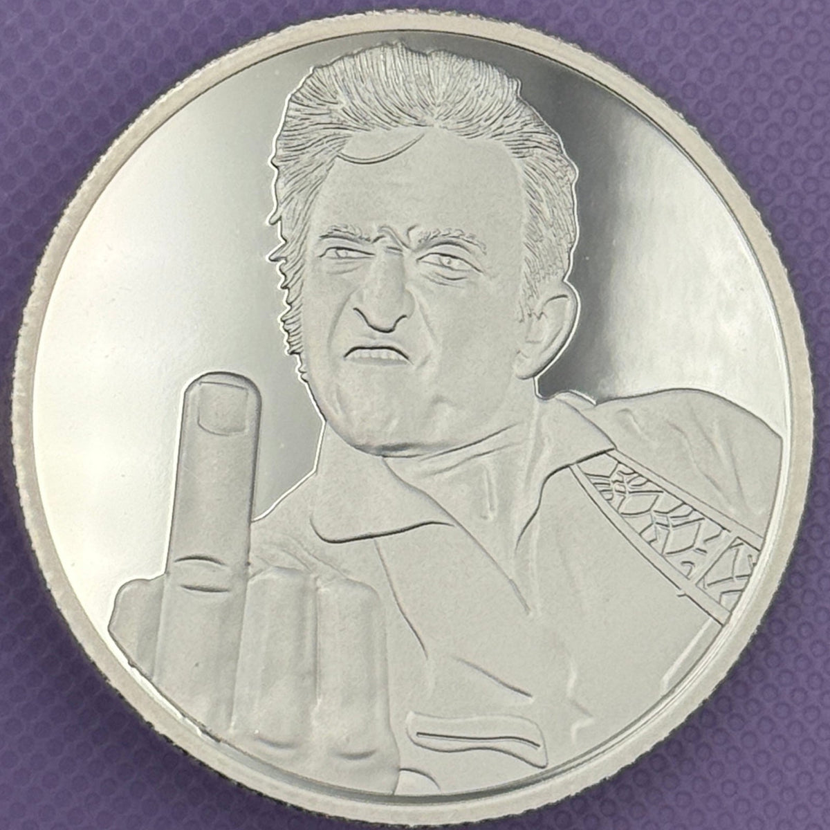 Demented Silver Johnny Cash "Walking the Line" 1 oz .999 Silver Round