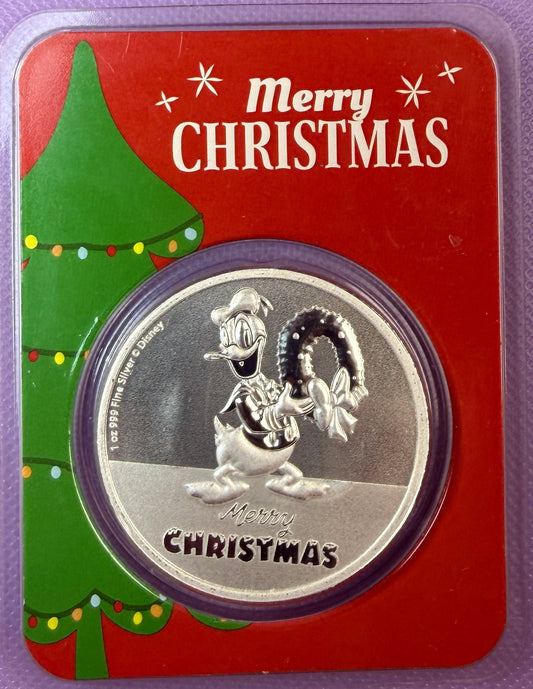 2022 1 oz Silver Donald Duck Merry Christmas