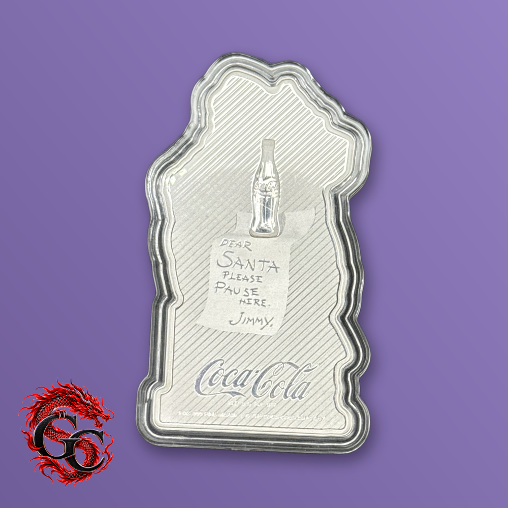 Coca-Cola Santa 1 oz .999 Silver Colorized Shaped Coin, Numbered 746 of 1,500