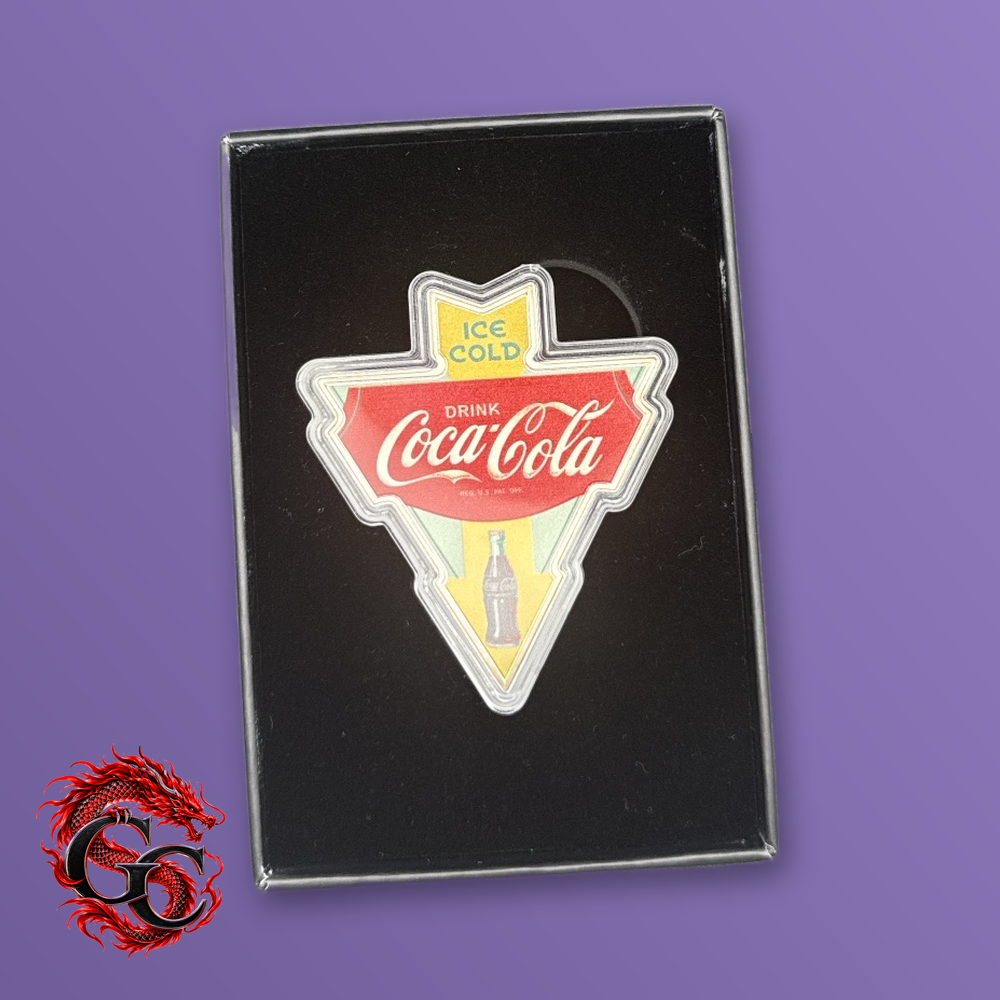 Coca-Cola Ice Cold Six-Pack Arrow 1 oz .999 Silver Colorized Shaped Coin