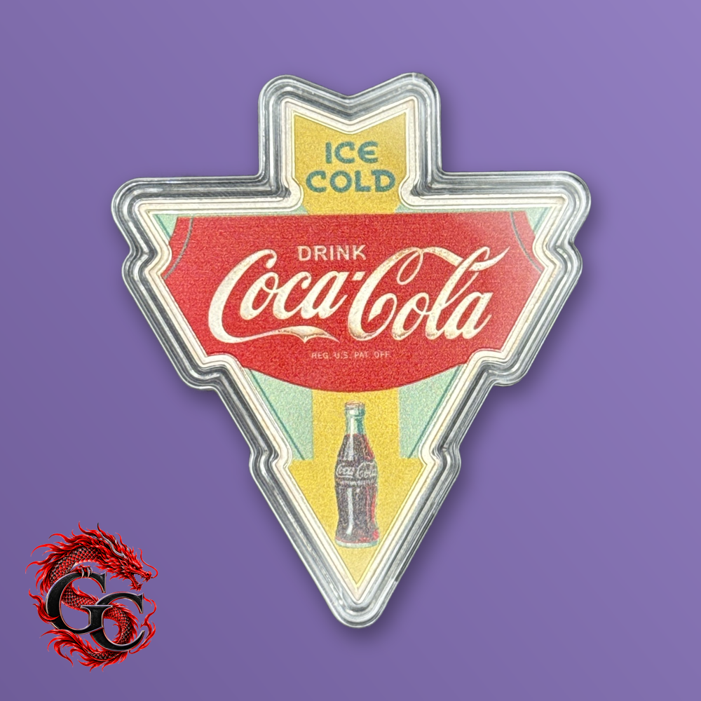 Coca-Cola Ice Cold Six-Pack Arrow 1 oz .999 Silver Colorized Shaped Coin