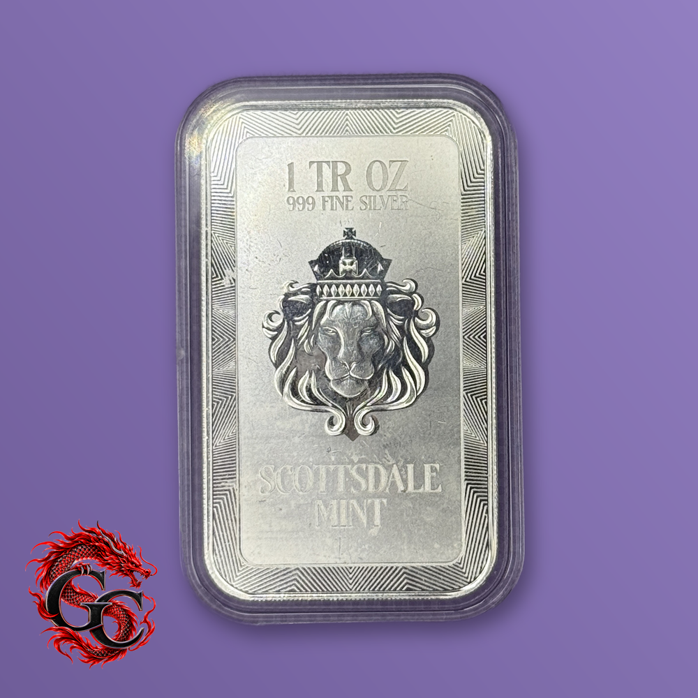 Scottsdale Mint Dragon 1 oz .999 Silver Colorized Bar, Orange Storm #1742
