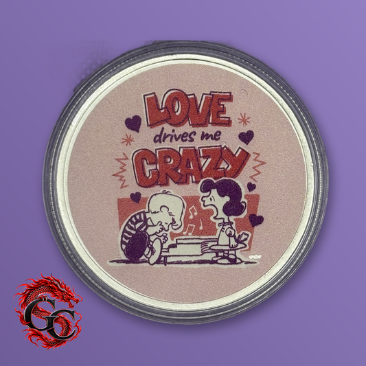 Peanuts Gang and Love Drives Me Crazy 1 oz .999 Silver Colorized Round
