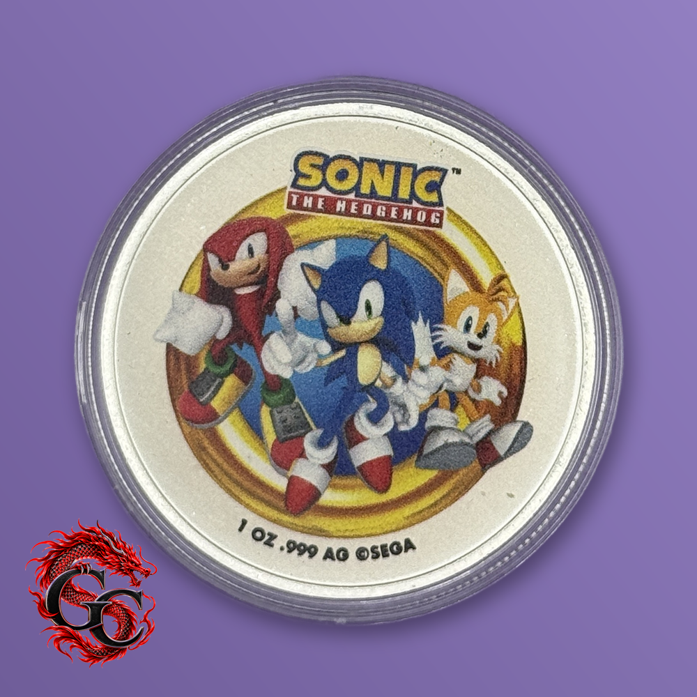 Sonic the Hedgehog Tails and Group 1 oz .999 Silver Colorized Round