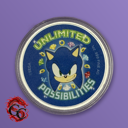 Sonic the Hedgehog Unlimited Possibilities 1 oz .999 Silver Colorized Round
