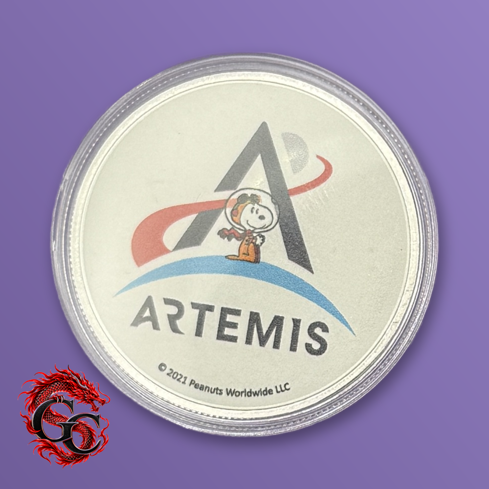 Peanuts Artemis Snoopy 1 oz .999 Silver Colorized Round